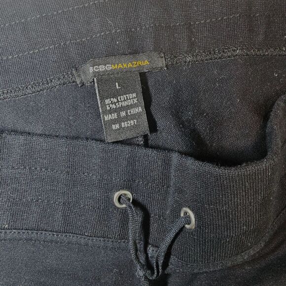 BCBGMaxAzria Black Cotton Capri Sweat Pants with Rhinestone Bling sx L - Picture 3 of 6